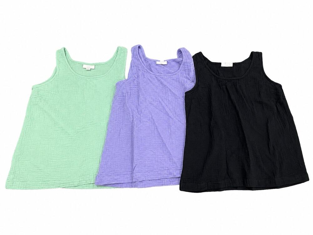 3 J.Jill Women's mousseline Minimalist Mint Lavender Black Tank Tops Size XS